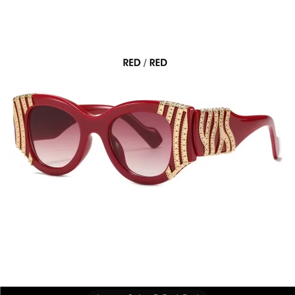 Chic Red and Gold Oversized Sunglasses